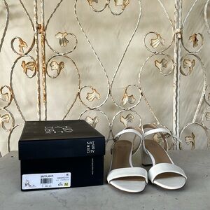 Naturalizer white leather heels with strap